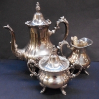 Group lot - Stokes silver plated 3 x pces Tea service & 5 x teaspoons - Sold for $37 - 2015