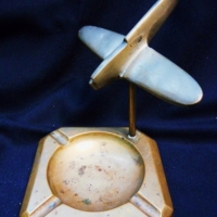 Vintage brass ashtray ft model SPITFIRE aeroplane - Sold for $61 - 2015