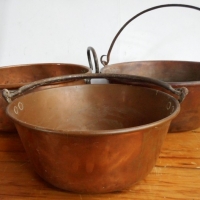3 x vintage copper jam pots - various sizes - Sold for $159 - 2015