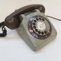 Vintage two-tone grey and brown rotary telephone - Sold for $24 - 2015