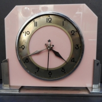 1950's Art Deco style electric Clock in Chrome and pink plastic - Made in Australia by Tink Mfg Co - Sold for $110 - 2015