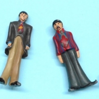 4x Beatles diecast model figures  - John, Ringo, Paul & George from Yellow Submarine - Sold for $37 - 2015