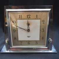 Vintage Smith Sectric mantle clock - fab square face with chrome and glass body - Sold for $43 - 2015