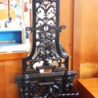 Vintage cast iron Coalbrookdale black painted HALL STAND - vine decoration - missing 2 hooks - Sold for $274 - 2015