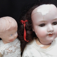 (a) 3 x Dolls incl, circa 1900 ARMAND MARSEILLE bisque headed doll with sleep eyes, open mouth, teeth showing, jointed composition body - marked 390 A7M t - Sold for $30 - 2015