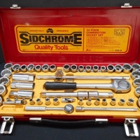 1980s Sidchrome 50 piece combination socket set in original box Super test set - Sold for $165 - 2015
