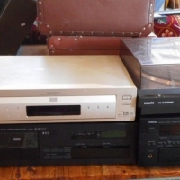 Large group of stereo gear including Yamaha Receiver, Phillips turntable and Wharfedale speakers - Sold for $85 - 2015