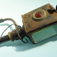 circa 1910 Driving lamp with red glass and cast iron mounting bracket - Sold for $61 - 2015
