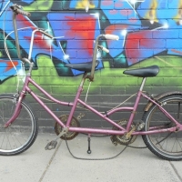 1970's girls TANDEM BICYCLE - purple with 'ape hanger' handles - Sold for $79 - 2015