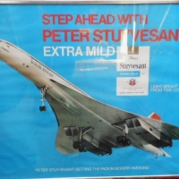 Vintage c1980's framed PETER STUYVESANT advertising poster  featuring the 'Concorde' image - Setting the pace in modern smoking - Sold for $49 - 2015