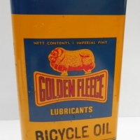 Vintage GOLDEN FLEECE bicycle oil tin - 1 Imperial Pint - exc Cond - Sold for $189 - 2015