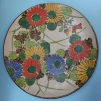 Vintage Japanese ceramic wall charger - handpainted floral decoration - marks verso - 42cm D - Sold for $43 - 2015