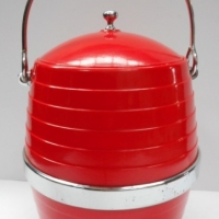 1960's Red Bakelite and chrome  Ice bucket - g cond - Sold for $37 - 2015