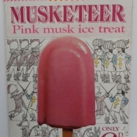 1960s Streets ice-cream Point of sale advertisement - Pink Musk Musketeer 6d - Sold for $195 - 2015