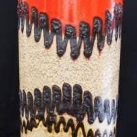Large Western German vase  umbrella stand  in red black & cream - 42 cm H - Sold for $37 - 2015