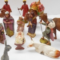 Set of Austrian composition nativity figures by Elastolin company or the Lineol company - Sold for $85 - 2015