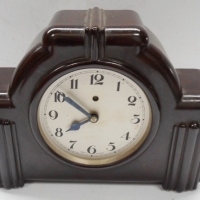 Art Deco English made clock in brown Bakelite case - with unusual on and off switch on cord - Sold for $61 - 2015