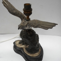 Metal figural lamp base - Eagle on an ocean rock - Sold for $61 - 2015