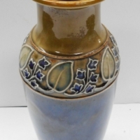 c1910  Doulton Lambeth Vase with leaf decoration - Sold for $43 - 2015