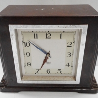 c 1920/30s Art Deco Smiths Sectric clock in brown Bakelite case with stepped sides and chrome framed face - Sold for $61 - 2015