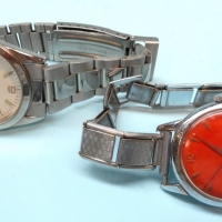 2 x vintage gents wrist watches inc - Enicar with orange face, etc - Sold for $27 - 2015