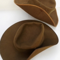 2 x vintage military slouch hats inc - one marked Made By Fairfield  Melbourne - Sold for $37 - 2015