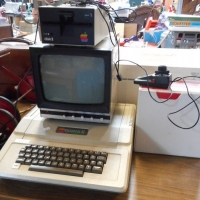 Apple II Europlus computer, monitor, disk drive, programs and dot matrix printer all with original boxes - Sold for $268 - 2015