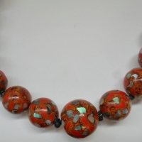 Japanese Meiji Period inlaid lacquer graduated knotted bead necklace - approx 60cms L - Sold for $61 - 2015
