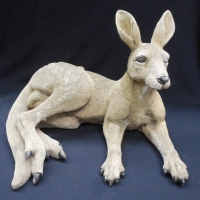 Modern plaster reclining kangaroo garden statue - Sold for $30 - 2015
