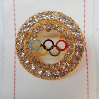 1950's Olympic Brooch with rhinestone accents - Made in Austria - Sold for $61 - 2015