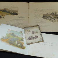 3 x VICTORIAN booklets incl, Mountain Sketches illustrated by Charles Noake, He Leadeth Me (23rd Psalm) illustrated by Alfred Woodruff & Love with rel - Sold for $27 - 2015