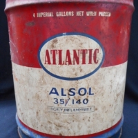 Large vintage Atlantic Alsol oil tin - 4 gallons - Sold for $37 - 2015
