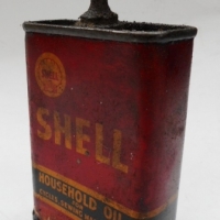 Vintage Shell Household Oil tin with original metal spout - 4 Fl Ozs - Sold for $43 - 2015
