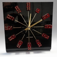 Vintage black Perspex Las Vegas clock with red dice numerals - Sold for $49 - 2015