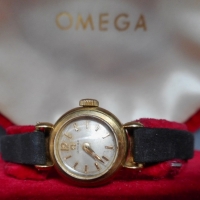 1950's ladies classic gplated Omega cocktail watch - in exc cond original box, black suede strap - Sold for $159 - 2015