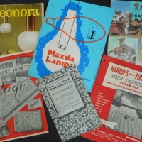 6 x Advertising brochures and catalogues incl RM Williams 1972, Hardy's Fibrolite 1958, Mazda Lamps 1966, Wrought Iron by Page, etc - Sold for $85 - 2015