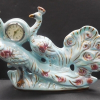 1950's Australian pottery lustre ware peacock mantle clock - Sold for $85 - 2015