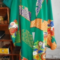 Large vintage brightly coloured kimono with floral and embroidery - Sold for $37 - 2015