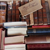 Box lot vintage books inc - Australian history, Gibbon's Rome c1818, Burns' Poetical Works, postcard views booklet, etc - Sold for $30 - 2016