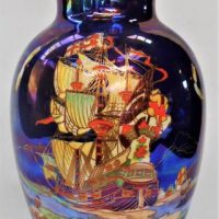 1930s Crown Devon lustre vase featuring a Galleon - 23cm H - Sold for $62 - 2019
