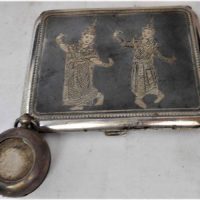 2 Items  - Sterling silver sovereign case and Thai Silver Niello cigarette case - Sold for $50 - 2019