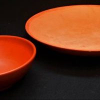 2 x pieces c1950's Australian Pottery - Carl Cooper undecorated terracotta items incl large bowl - approx 275cm D etc both inscribed to base - Sold for $81 - 2019