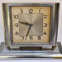 Art Deco German chrome Alarm clock with square face - Sold for $50 - 2019