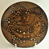 Carl Cooper Australian Pottery earthenware painted  with hand painted and Sgraffito Lizard decoration - Marked to base Carl Cooper 1952 Australia - 16 - Sold for $335 - 2019