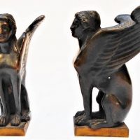 Pair of small bronze Egyptian bronze statues 'Sphinx' - 8cm - Sold for $124 - 2019