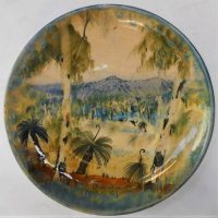 Vintage Australian Pottery AMB Boyd and John Perceval wall plate with hand painted decoration in the manner of Neil Douglas - approx 225cm diameter, i - Sold for $2732 - 2019