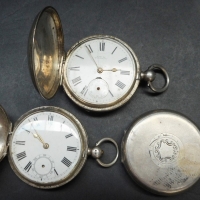 3 x Sterling & German silver cased pocket watches - all hallmarked - Sold for $146 - 2015