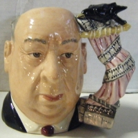 Royal Doulton ALFRED HITCHCOCK (pink handle) Character JUG - D6987 - modelled by David B. Biggs - c1994 - Sold for $1521 - 2008